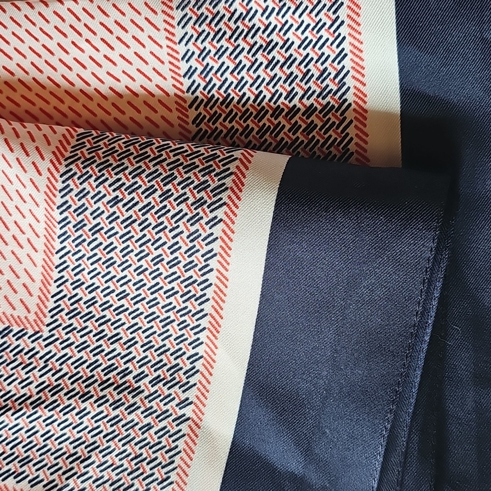 Vintage Navy & Red Square Scarf